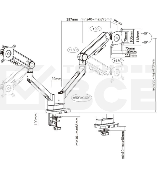 Кронштейн для мониторов Ultramounts UM733BR черный/коричневый 17'-32' макс.8кг крепление к столешнице поворот и наклон