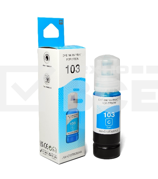 Чернила 103 (NV-C13T00S24A) для Epson L1110, L3100 (70 мл) Cyan (в коробке) совместимые