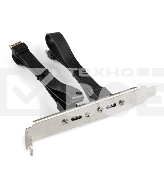 Планка портов в корпус 2xType-C SuperSpeed+ ExeGate BrctUSB32E-2C (USB3.2 Gen2 2xType-E 20Pin Male --> 2xType-C USB 3.2 Gen 2, SuperSpeed+ скорость до 10 Гбит/с, кабель 30см)