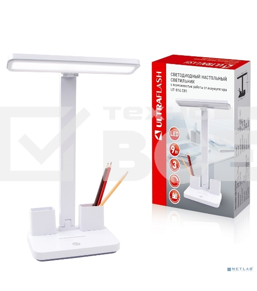 Настольный светильник Ultraflash UF-814 C01 белый (Led, светильник настольный, 9Вт, аккум., димм., смена цвет.темп.)