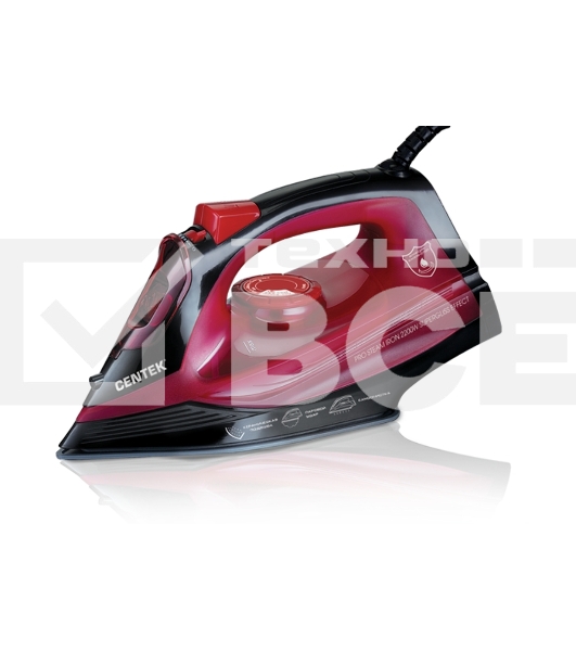 Утюг Centek CT-2351 Red (красный) 2200Вт, КЕРАМИЧЕСКАЯ подошва, 300 мл, паровой удар, самоочистка