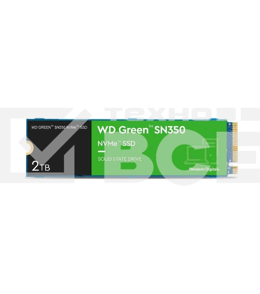 Накопитель SSD WD Green SN350 WDS200T3G0C, 2000Gb, PCIe 3.0 x4, M.2 2280, NVMe, R/W 3200/3000