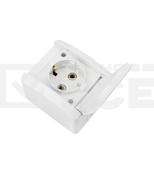 Розетка одноместная (керамика) INDUSTRIAL IP54 с заземлением, о/у, белая KRANZ