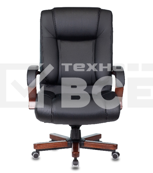 Кресло руководителя Бюрократ T-9925WALNUT/BLACK черный, кожа, крестовина дерево