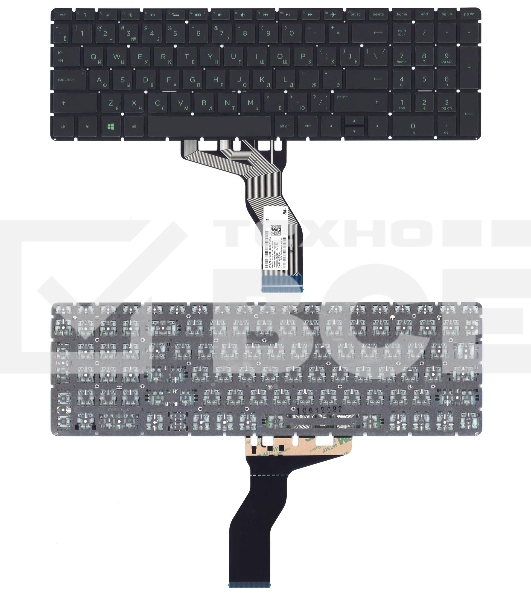 Клавиатура для ноутбука HP 15-BW 250 G6 черная с зеленой подсветкой