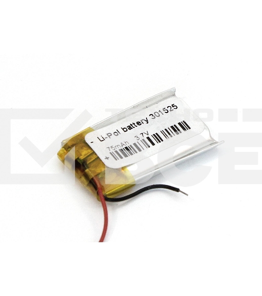 Аккумулятор Li-Pol (батарея) 3x15x25мм 2pin 3.7V/75mAh