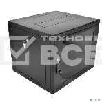 Шкаф коммутационный ЦМО (ШРН-9.350-9005) настенный 9U 600x350мм пер.дв.стекл 200кг черный 300мм 180град., фото2