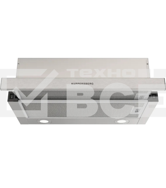 Встраиваемая вытяжка Kuppersberg SLIMDUAL 60 W, телескопическая, 60 см, High-Tech, макс. Производительность 750 м3/ч, 2 скорости, механическое управление, светодиодное освещение, уровень шума 51 дБ, нержавеющая сталь