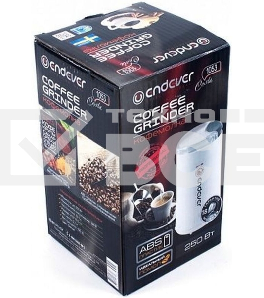 Кофемолка Endever Costa-1053, 250 Вт, 15000 об/мин, вес продукта для помола 100 гр, ABS-пластик, защита от перегрева двигателя