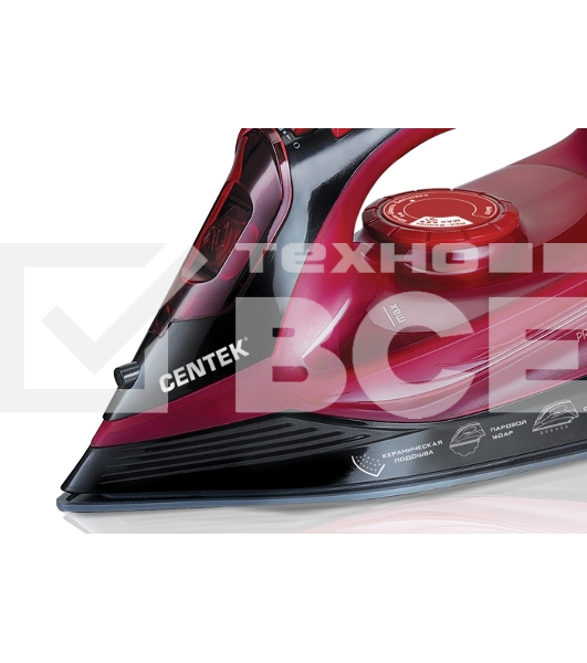 Утюг Centek CT-2351 Red (красный) 2200Вт, КЕРАМИЧЕСКАЯ подошва, 300 мл, паровой удар, самоочистка