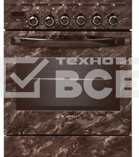Плита комбинированная Gefest ПГЭ 5502-04 0054 коричневый, конфорок 4 шт, духовка 55 л, 50 см x 85 см x 58.5 см