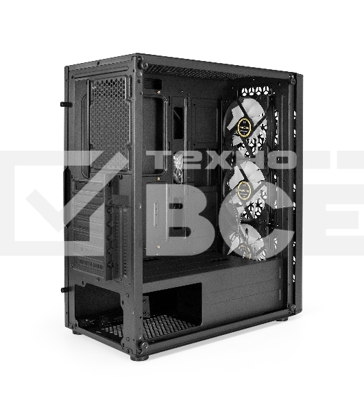 Компьютерный корпус Miditower ExeGate EVO-9202 (ATX, без БП, с окном, 1*USB+1*USB3.0, аудио, 3 вент. 12см с RGB подсветкой)