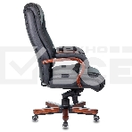 Кресло руководителя Бюрократ T-9925WALNUT/BLACK черный, кожа, крестовина дерево, фото8