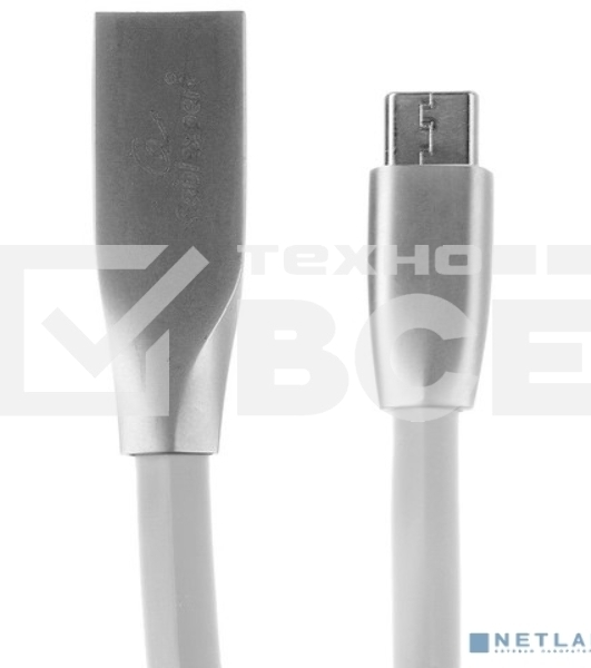 Кабель USB 2.0 Cablexpert CC-G-mUSB01W-1.8M, AM/microB, серия Gold, длина 1.8м, белый, блистер