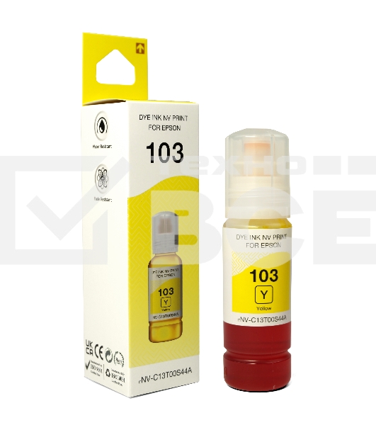 Чернила 103 (NV-C13T00S44A) для Epson L1110, L3100 (70 мл) Yellow (в коробке) совместимые