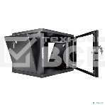Шкаф коммутационный ЦМО (ШРН-9.350-9005) настенный 9U 600x350мм пер.дв.стекл 200кг черный 300мм 180град., фото3