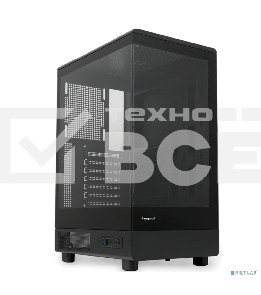 Компьютерный корпус без блока питания HSPD F510, Panoramic Mid Tower, черный, TG, 0.5 SPCC, no fans ATX, mATX, mITX 180/280/160мм 1x2.5', 1x3.5', 7xPCI 1xUSB-A 3.0, 1xUSB-A 1.0 356x218x467мм