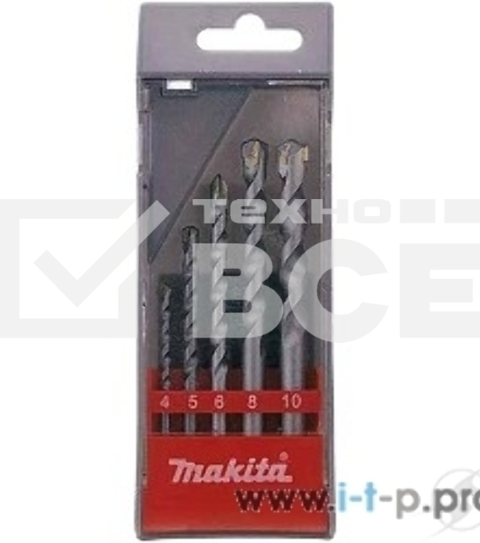 Буры,сверла,долото Makita Набор 5шт,сверла д\бетона,ф4\5\6\8\10мм D-05175