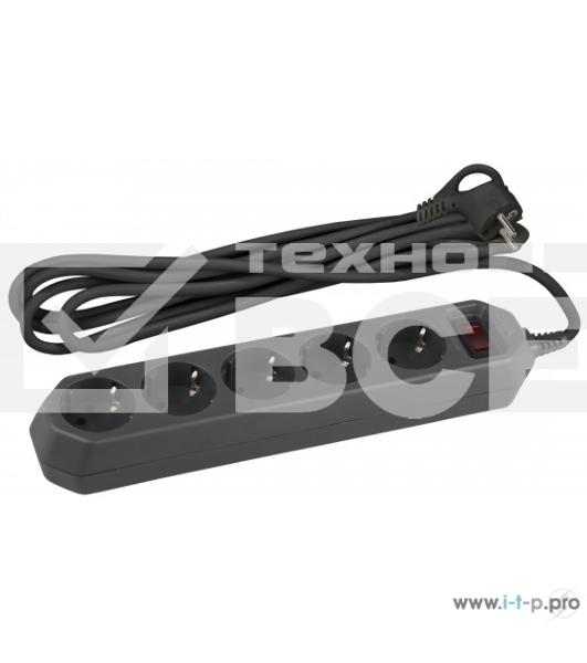 Сетевой фильтр ЭРА USF-5es-3m-B, 3 м, черный