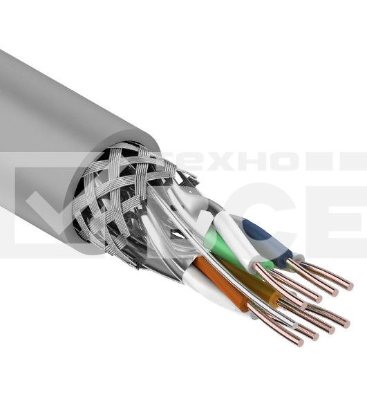 Кабель витая пара Rexant SF/FTP, категория 7, 4 x 2 x 0,57 мм, PVC, внутреннний, серый, 305м