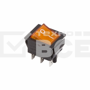 Выключатель клавишный 250V 15А (6с) ON-ON желтый  с подсветкой  Rexant