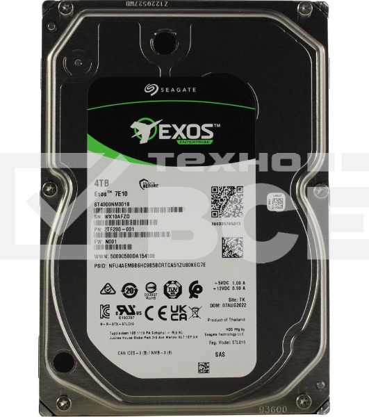 Жесткий диск Seagate HDD Server Exos 7E10 512N (3.5'/ 4TB/ SAS 12Gb/s / 7200rpm)