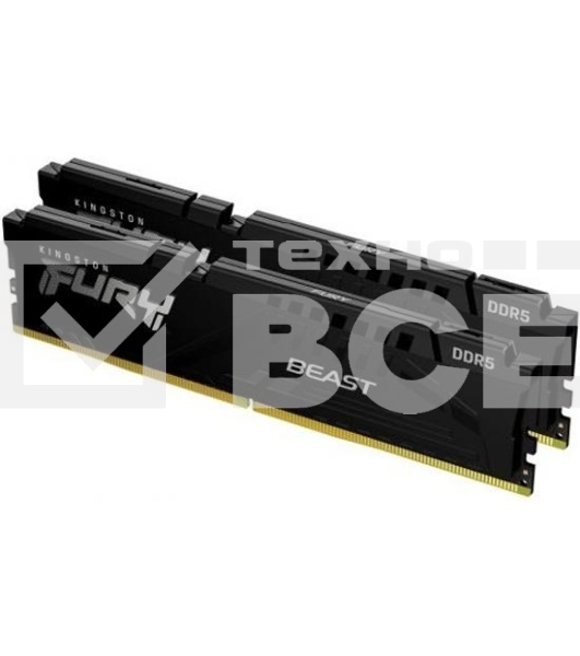 Оперативная память Kingston Fury Beast, DDR5, 16GB (2x8GB), 5600MHz, CL40, с радиаторами, черный