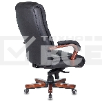Кресло руководителя Бюрократ T-9925WALNUT/BLACK черный, кожа, крестовина дерево, фото9