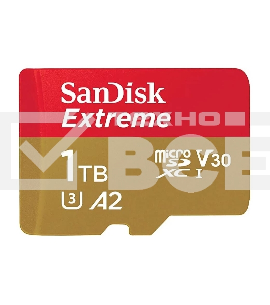 Флеш карта microSDXC SanDis 1024GBEXTREME Class 10, UHS-I, W130, R 190 МБ/с, <SDSQXAV-1T00-GN6MN> без адаптера на SD