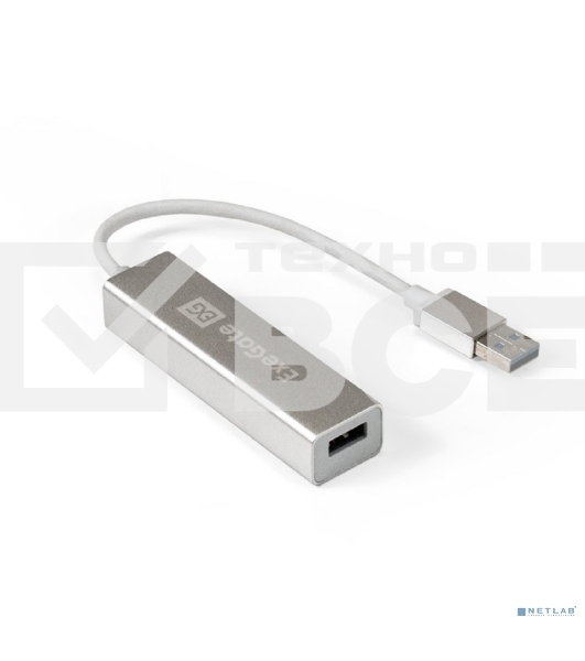 Хаб USB (концентратор) ExeGate DUB-4 (кабель-адаптер USB3.0 --> 4xUSB3.0, Plug&Play, серебристый)
