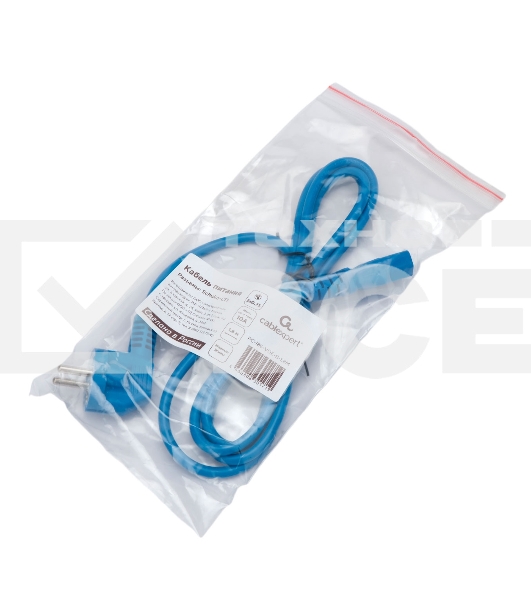 Кабель питания Cablexpert Россия PC-186-VDE-B-1.8M, Schuko-C13, 3x0.75мм2, 10A, с заземлением, медь, 1.8м, синий, пакет