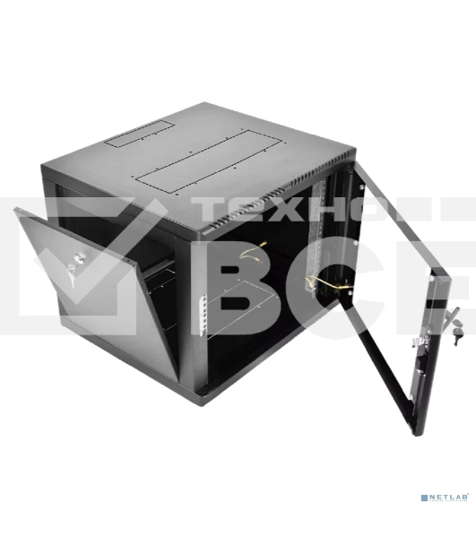 Шкаф коммутационный ЦМО (ШРН-9.350-9005) настенный 9U 600x350мм пер.дв.стекл 200кг черный 300мм 180град.