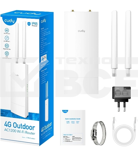 Точка доступа Outdoor 4G LTE Cat 6 AC1200 Wi-Fi Gigabit Router