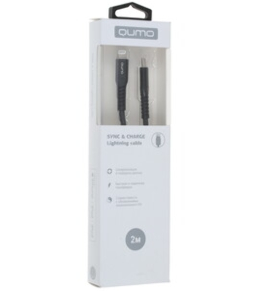 Кабель QUMO, MFI С94, Type-C на MFI Apple 8 pin, силиконовый, 1м, 2,22A, 9V, 20W, PD черный