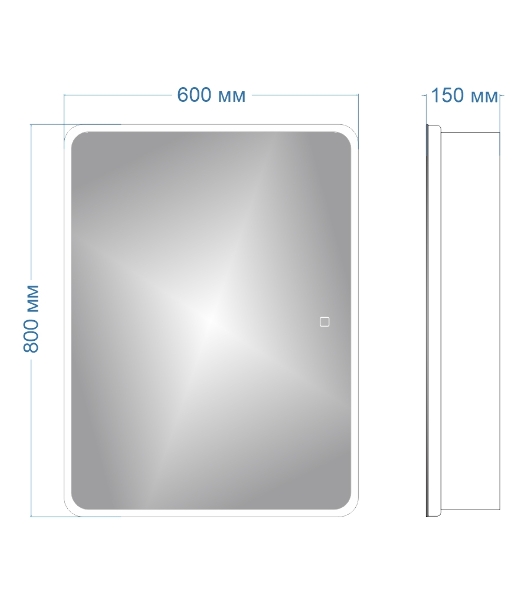 Зеркальный шкаф Bau Stil 60х80, LED подсветка, сенсор, плавное закрывание, оборачиваемый