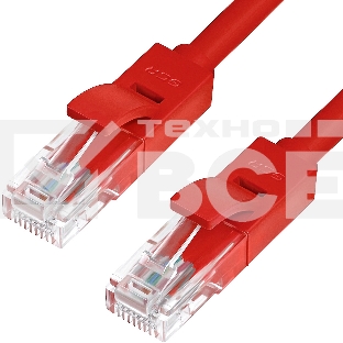 Патч-корд Greenconnect Патч-корд UTP прямой 3 m AWG24 кат.5е,  RJ45,  медь, литой (Красный), пластик пакет (GCR-LNC04-3.0m)