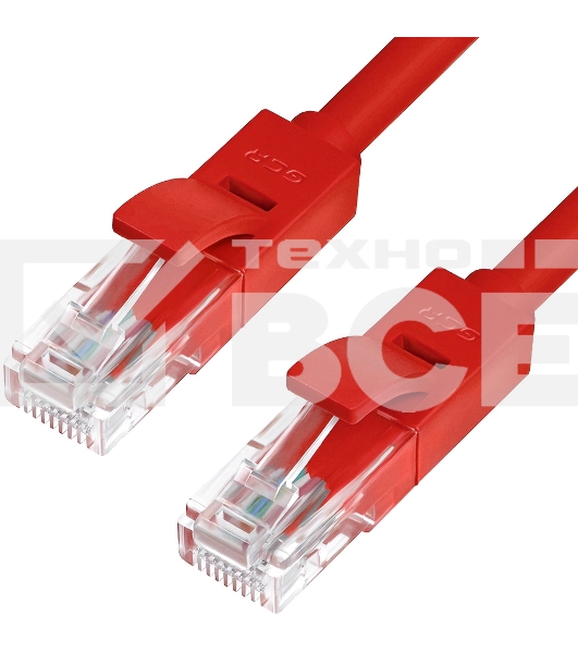 Патч-корд Greenconnect Патч-корд UTP прямой 3 m AWG24 кат.5е,  RJ45,  медь, литой (Красный), пластик пакет (GCR-LNC04-3.0m)