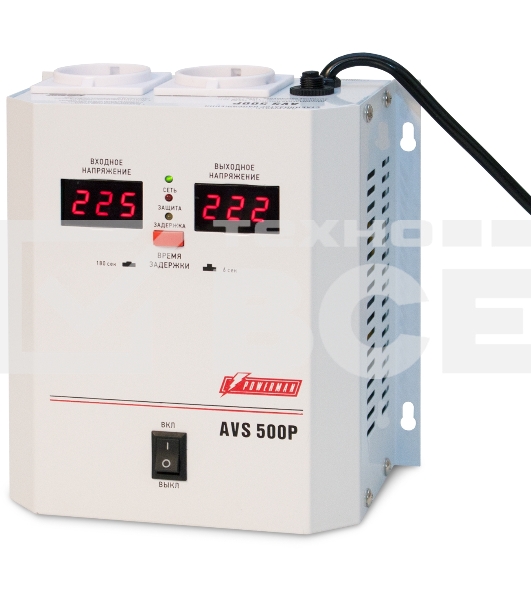 Стабилизатор напряжения Powerman  AVS-500P (220В±8% 500ВА,5А,КПД 98%, циф. индикация вх./вых.)