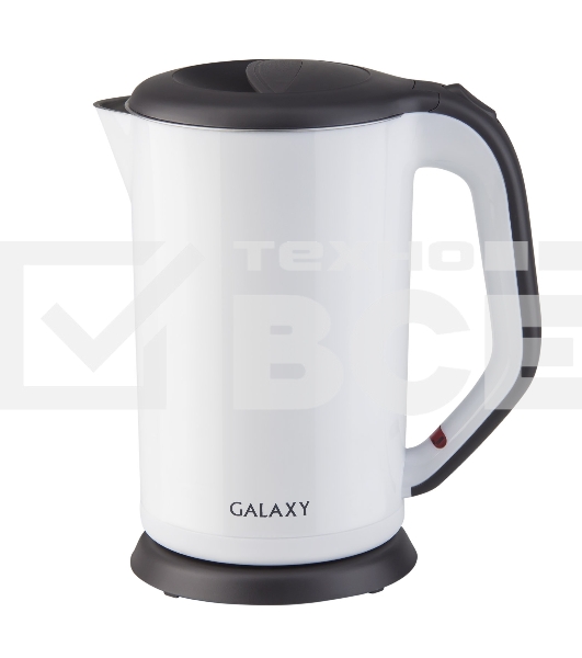 Чайник электрический Galaxy GL 0318, белый, пластик, 2000 Вт, 1,7 л