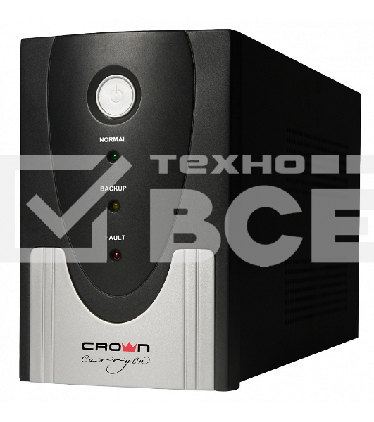 Источник бесперебойного питания CROWN Line Intractive CMU-SP650EURO USB 650VA\390W, корпус металл, 1x12V/7AH, розетки 2*EURO+3*IEC, трансформатор AVR 140-290V, съёмный кабель 1.2 м, порт RJ11/45, порт USB, защита: от перегрузки, от КЗ, от скачков напражен