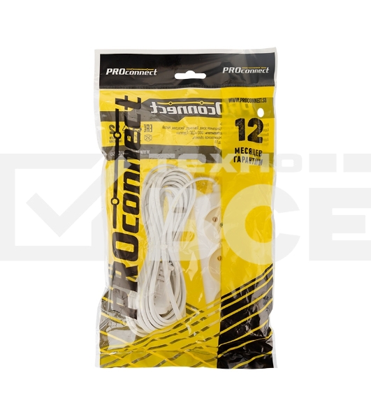 Удлинитель PROconnect STANDARD 3 гнезда, 7 м, 2х0.75 мм², б/з, белый