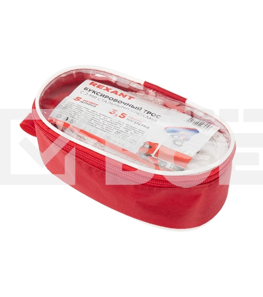 Трос буксировочный Rexant 3.5 т, 5 м, с двумя крюками, в чехле