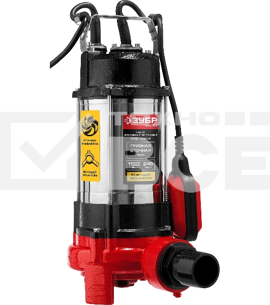 Насос ЗУБР НПФ-1100-Р фекальный погружной 1100Вт пропускная способность 245 л/мин напор 8м чугунн