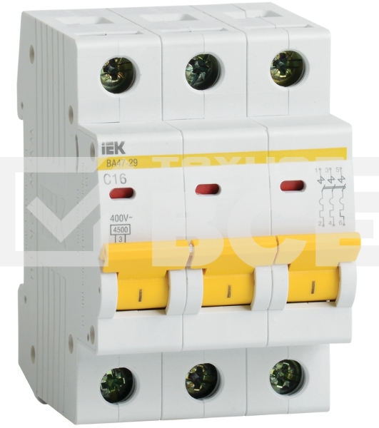 Выключатель автоматический модульный 3п D 4А 4.5кА ВА47-29 ИЭК MVA20-3-004-D