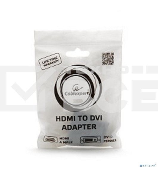 Переходник Gembird Переходник HDMI-DVI 19M/25F, золотые разъемы, пакет(A-HDMI-DVI-3)