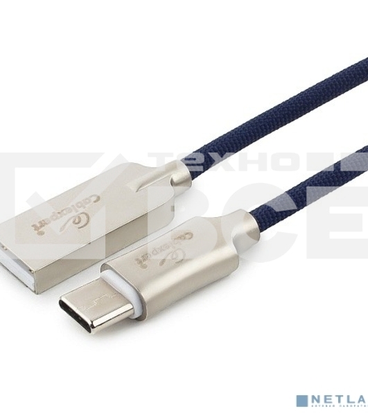 Кабель USB 2.0 Cablexpert CC-P-USBC02Bl-1M, AM/Type-C, серия Platinum, длина 1м, синий, блистер