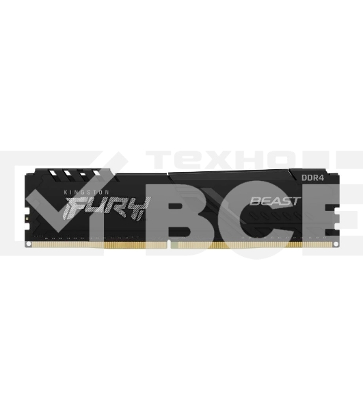 Оперативная память Kingston Fury Beast, DDR4, 16GB (1x16GB), 3600MHz, CL18, с радиатором, черный
