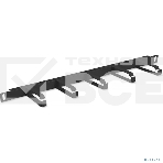 Организатор комм. шнуров Cabeus, 19', 0,5HU, 23х430 мм (ВхШ), кольцевого типа, 5 колец, для шкафов, цвет: чёрный, (металлический) , фото 1