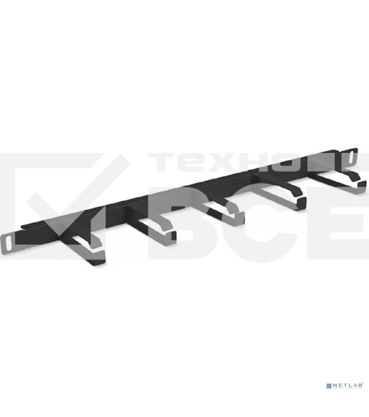 Организатор комм. шнуров Cabeus, 19', 0,5HU, 23х430 мм (ВхШ), кольцевого типа, 5 колец, для шкафов, цвет: чёрный, (металлический) 