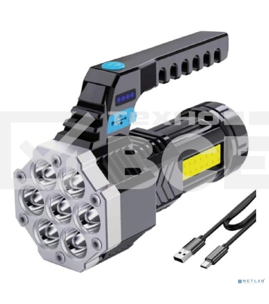 Фонарь Ultraflash LED53404 (фонарь акк 4В, черный, 7LED+COB, 3 Вт, 4 реж, USB, бокс са)